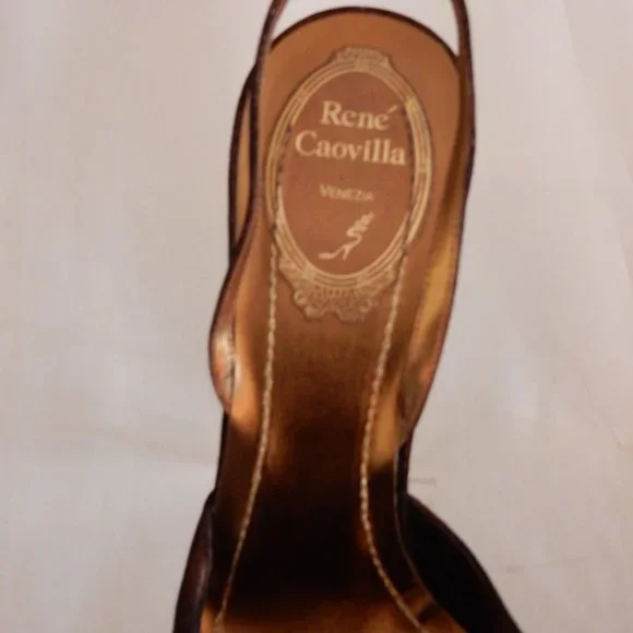 Rene' Caovilla Venezia Dark Bronze Metallic Slingbacks ($1300 Original Retail)